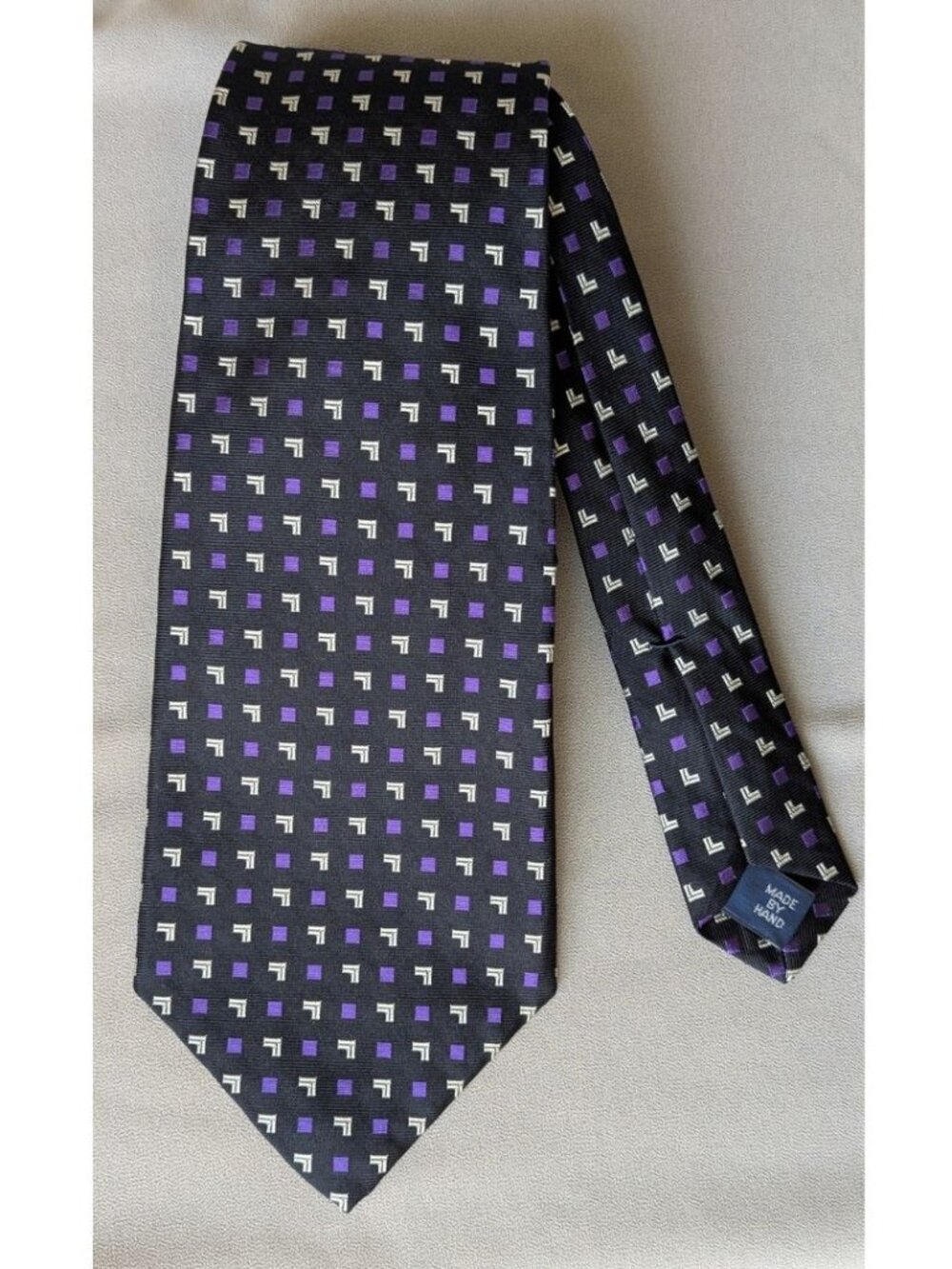 POLO Ralph Lauren 100% Silk Tie Geometric Pattern  Jacquard Made in USA